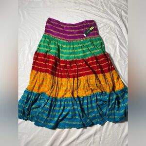 NWT Ralph Lauren Multicolor Tiered Boho Hippie Long Maxi Skirt Womens size M